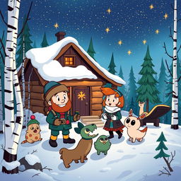 A whimsical illustration representing the quirky and adventurous theme of 'Gravity Falls' but set in a Russian landscape