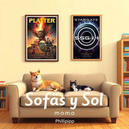 An inviting living room scene featuring a cozy sofa placed in the lower center
