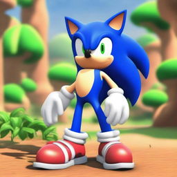 Show a scene with unused Sonic character and Majin Sonic from the Sonic game series