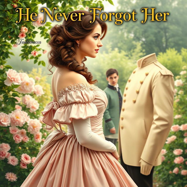 Cover art for a Regency historical romance novel titled 'He Never Forgot Her