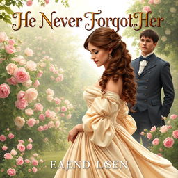 Cover art for a Regency historical romance novel titled 'He Never Forgot Her