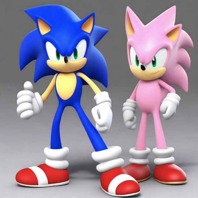 Show a scene with unused Sonic character and Majin Sonic from the Sonic game series