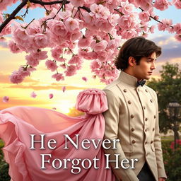 Cover art for a Regency historical romance novel titled 'He Never Forgot Her' without any letters