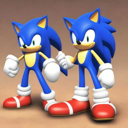 Show a scene with unused Sonic character and Majin Sonic from the Sonic game series