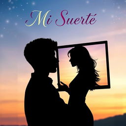 A captivating book cover for 'Mi Suerte', depicting a long-distance relationship theme