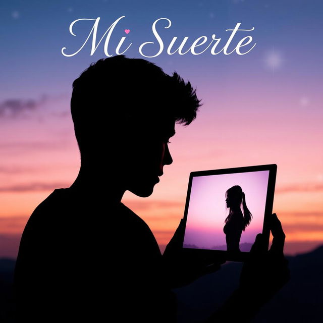 A captivating book cover for 'Mi Suerte', depicting a long-distance relationship theme