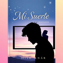 A captivating book cover for 'Mi Suerte', depicting a long-distance relationship theme