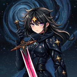 A striking illustration of an anime girl with a scary personality, exuding an aura of power and mystery