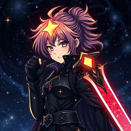 A striking illustration of an anime girl with a scary personality, exuding an aura of power and mystery