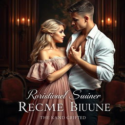 A passionate Regency-era romantic book cover featuring a couple in a close, intimate embrace