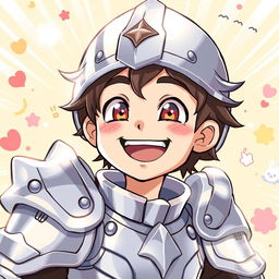 A humorous illustration of an anime guy with a lighthearted and somewhat goofy personality, shining with a sense of charm and silliness