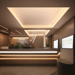 Design a sophisticated receptionist building that is seamlessly integrated with a public service information system