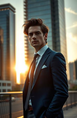 A dramatic portrait of a stylish man named Lionel, inspired by the character of Lily Archers