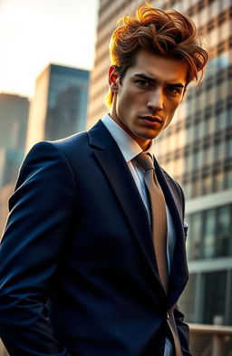 A dramatic portrait of a stylish man named Lionel, inspired by the character of Lily Archers