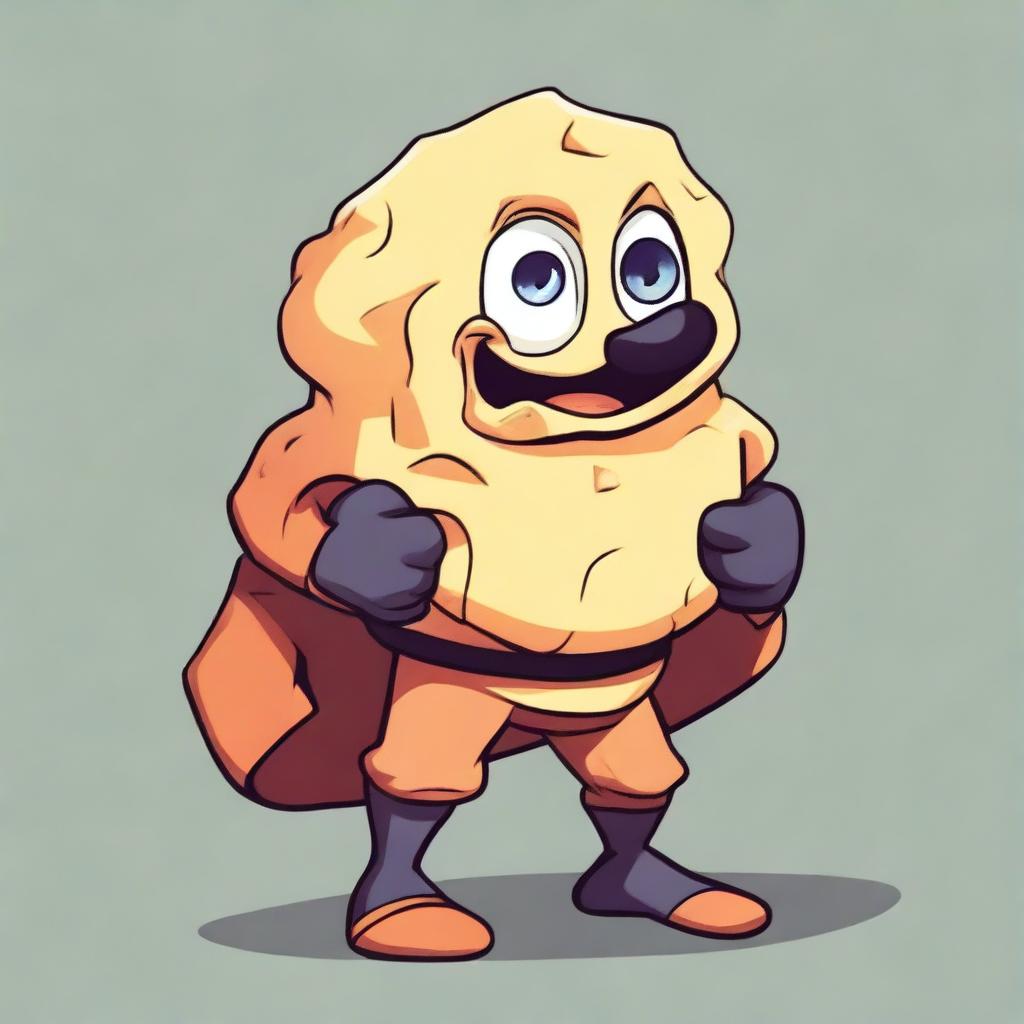 Generate an image of 'Cheese Ball the Stealer', a character concept of a cheese ball as a cunning thief