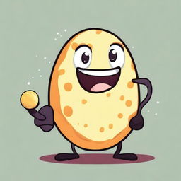 Generate an image of 'Cheese Ball the Stealer', a character concept of a cheese ball as a cunning thief