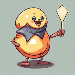 Generate an image of 'Cheese Ball the Stealer', a character concept of a cheese ball as a cunning thief