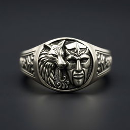 A beautifully designed signet ring featuring a split double crest of two distinct dynasties, divided diagonally