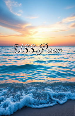 A beautiful digital artwork showcasing the name 'USS Paar' written in elegant Urdu script, set against a stunning sea background