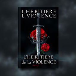 A book cover design for "L'Héritière de la Violence" featuring a dark and dramatic background