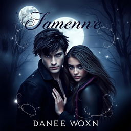 A captivating novel cover design featuring an enigmatic romantic scene