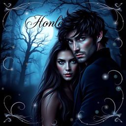 A captivating novel cover design featuring an enigmatic romantic scene