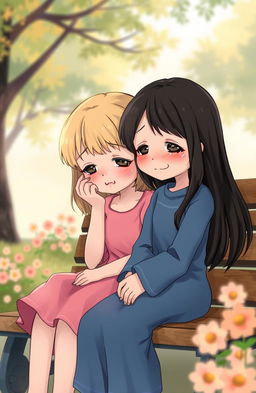 A poignant illustration depicting two girls with tearful expressions, showcasing their emotional sadness