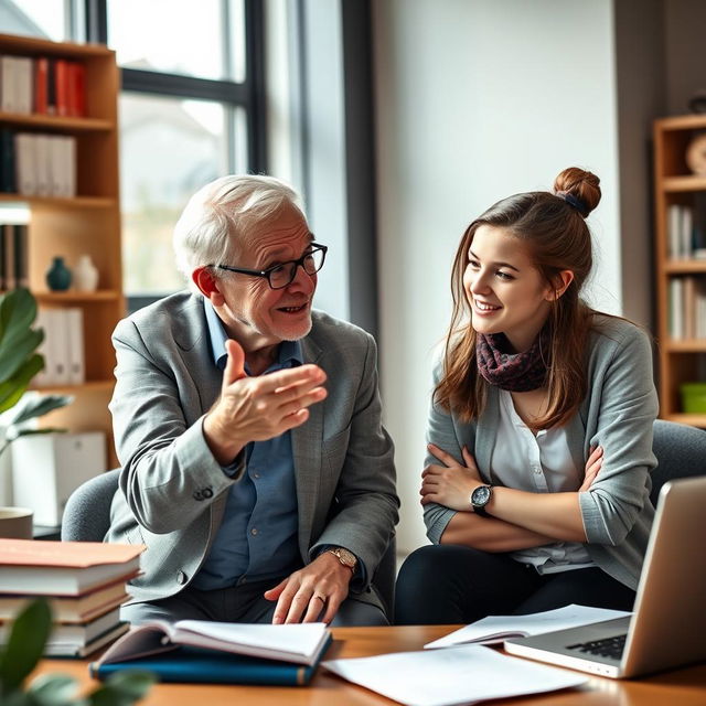 A meaningful mentorship scene that embodies connection and guidance