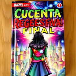 The book cover is an intriguing blend of Marvel and Harry Potter styles, featuring the title 'Cuenta Regresiva Final' in bold comic-style letters