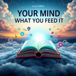 A captivating and thought-provoking book cover for 'YOUR MIND FINDS WHAT YOU FEED IT'