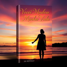 A captivating book cover design for a novel titled "Você Mudou Minha Vida"
