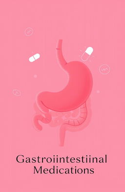 A chic and feminine illustration of the digestive system focusing on the stomach and intestines, using soft pink-red shades to create a polished and professional vibe