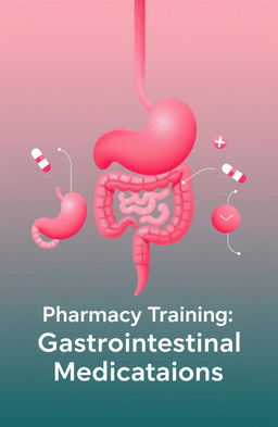 A chic and feminine illustration of the digestive system focusing on the stomach and intestines, using soft pink-red shades to create a polished and professional vibe