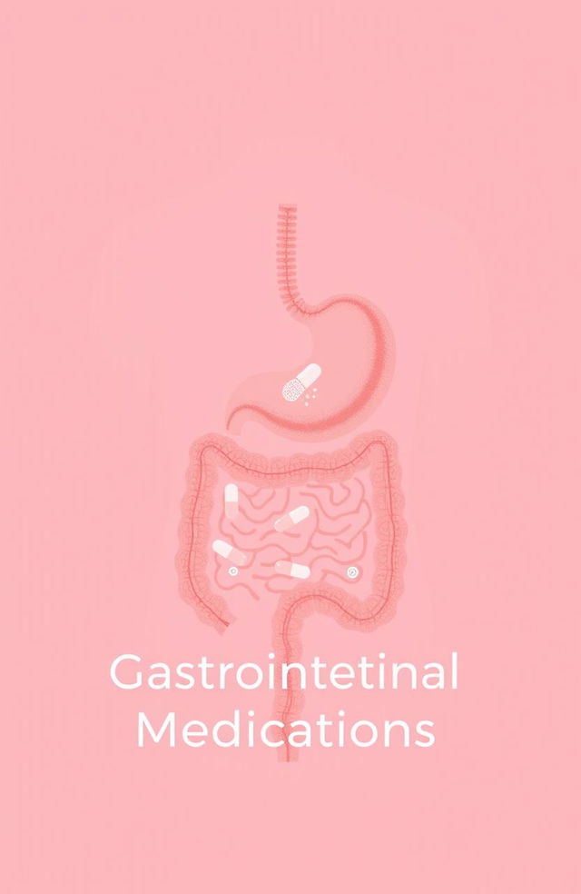 A chic and feminine illustration of the digestive system focusing on the stomach and intestines, using soft pink-red shades to create a polished and professional vibe