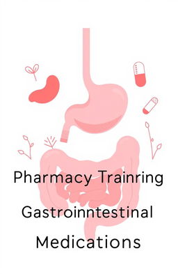 A chic and feminine illustration of the digestive system focusing on the stomach and intestines, using soft pink-red shades to create a polished and professional vibe