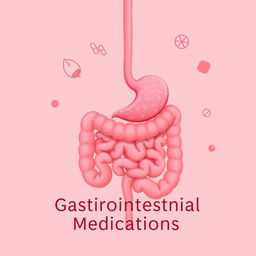 A chic and feminine illustration of the digestive system focusing on the stomach and intestines, using soft pink-red shades to create a polished and professional vibe