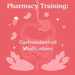 A chic and feminine illustration of the digestive system focusing on the stomach and intestines, using soft pink-red shades to create a polished and professional vibe