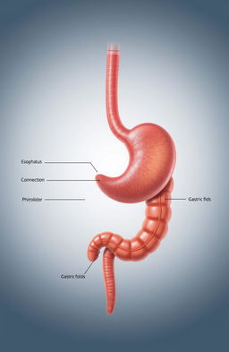 A highly detailed anatomical illustration of a human stomach, showcasing its structure and function