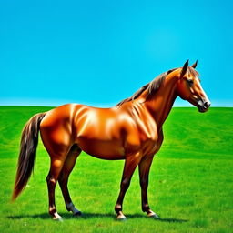 A magnificent Arabian horse standing majestically, showcasing its muscular build and elegant features