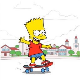 A cartoon-style drawing of Bart Simpson, the mischievous and rebellious character from 'The Simpsons'