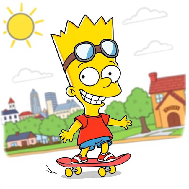 A cartoon-style drawing of Bart Simpson, the mischievous and rebellious character from 'The Simpsons'