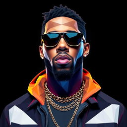 A photorealistic full-body portrait of Jason Derulo, the hip-hop icon, rendered in a stunning polygon art style