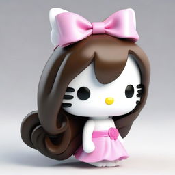 3D Hello Kitty displaying elegant flowing brown hair.