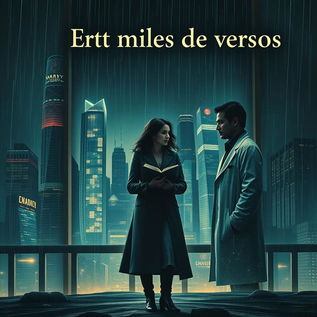 A captivating book cover design with the title 'Entre miles de versos' prominently displayed at the top