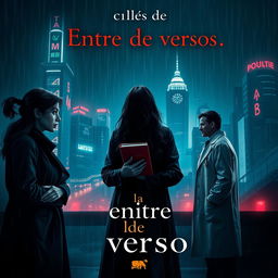 A captivating book cover design with the title 'Entre miles de versos' prominently displayed at the top