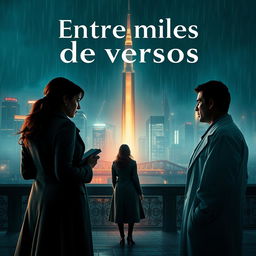 A captivating book cover design with the title 'Entre miles de versos' prominently displayed at the top