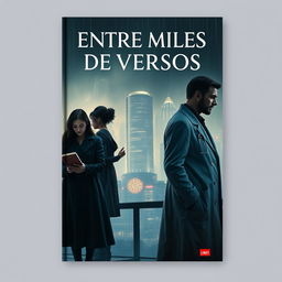 A captivating book cover design with the title 'ENTRE MILES DE VERSOS' prominently displayed at the top