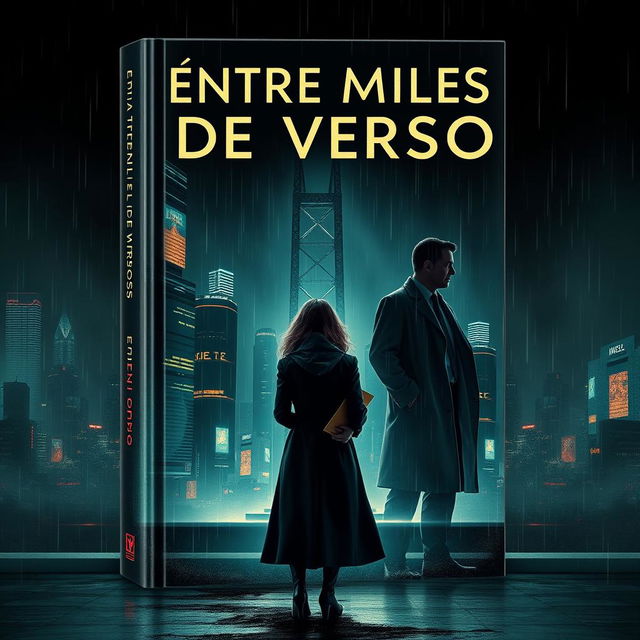 A captivating book cover design with the title 'ENTRE MILES DE VERSOS' prominently displayed at the top