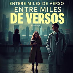 A captivating book cover design with the title 'ENTRE MILES DE VERSOS' prominently displayed at the top