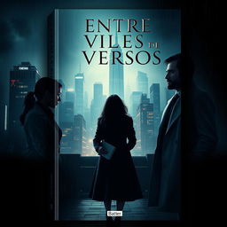 A captivating book cover design with the title 'ENTRE MILES DE VERSOS' prominently displayed at the top